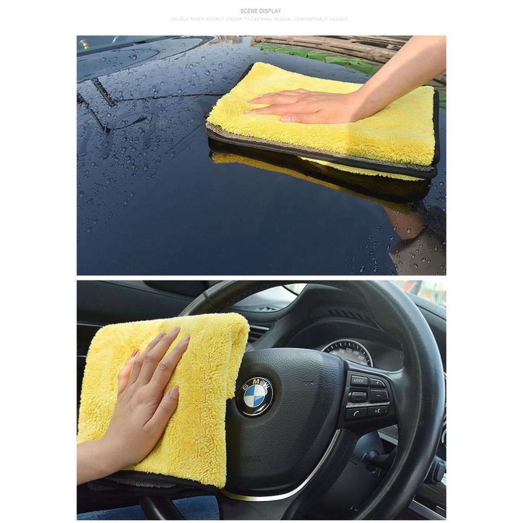 Khăn lau xe ⚡️𝐅𝐑𝐄𝐄 𝐒𝐇𝐈𝐏⚡️  Khăn lau xe hơi MICROFIBER 2 lớp cao cấp chuyên dụng cho nhà và xe - siêu thấm hút