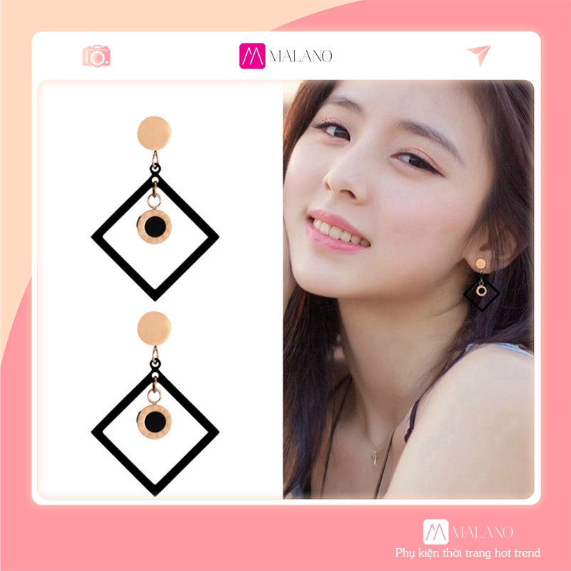 Khuyên Tai Nữ MALANO Bông Tai Hàn Quốc Thời Trang Hình Tròn Kép Cá Tính Sang Trọng Cho Nữ FA-001282
