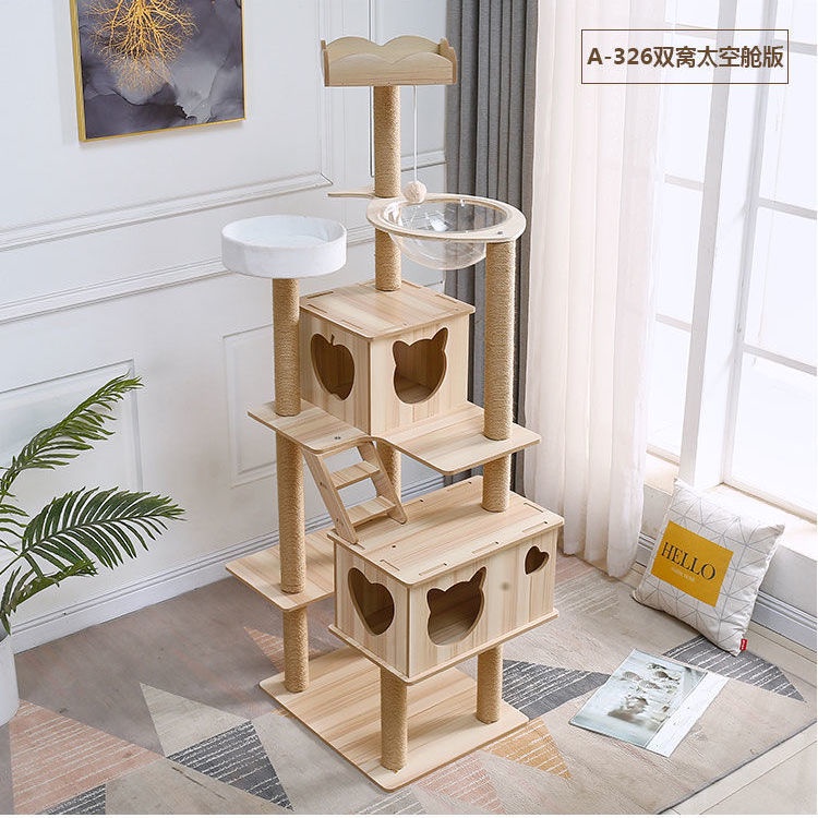 Khung leo trèo cho mèo bằng gỗ nhiều lớp kệ cây tổ cho mèo đồ dùng cho thú cưng