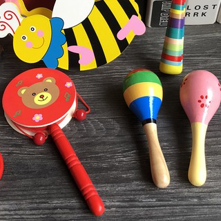 [Mã TOYJAN hoàn 20K xu đơn 50K] Lục lạc gỗ đầu tròn cho bé (Nhiều mẫu màu sinh động)