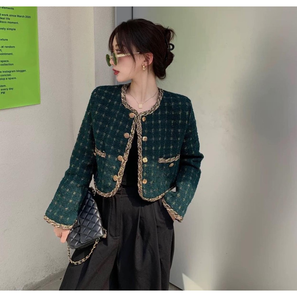 ÁO DẠ PHỐI VIỀN DÁNG NGẮN ( mẫu mới)
