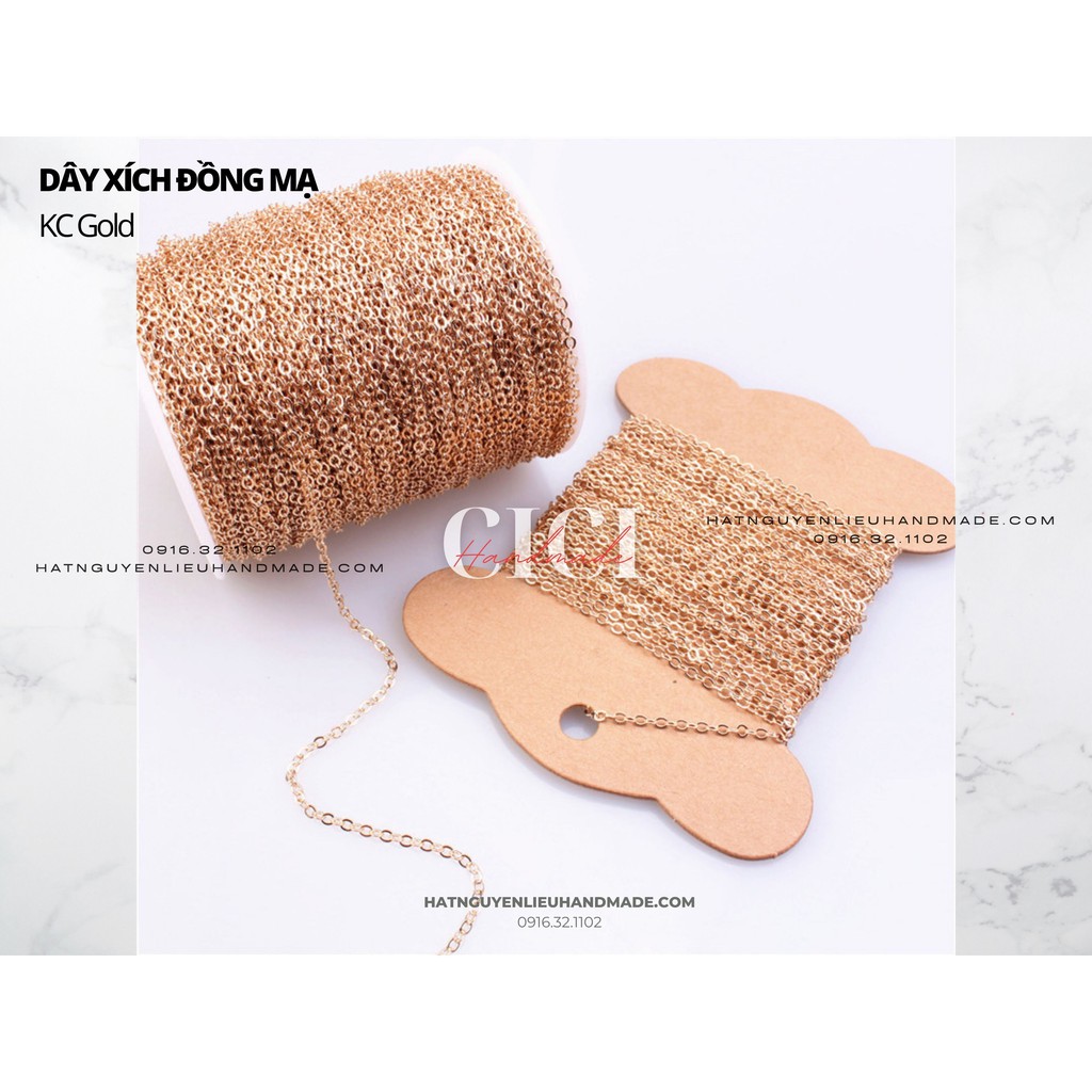 Cuộn 3m dây xích trang sức không gỉ Cici Handmade chuyên hạt đá hạt pha lê hạt cườm hạt trang sức tự làm DIY hoa cài áo