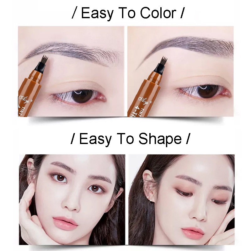 Bút Kẻ Lông Mày Bốn Đầu Chống Thấm Nước Tiện Lợi