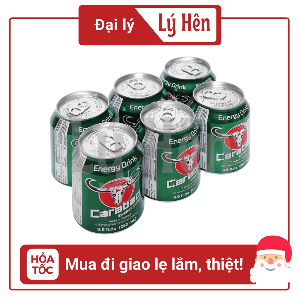 Lốc 6 Lon Nước Tăng Lực Trâu Cụng Carabao Nhập Khẩu Thái Lan 250ml Date Luôn Mới