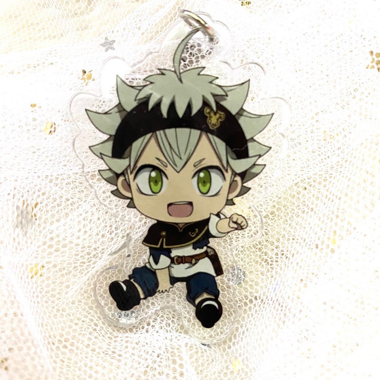 ( Mica trong acrylic) Móc khóa Black Clover ver ngồi in hình anime chibi