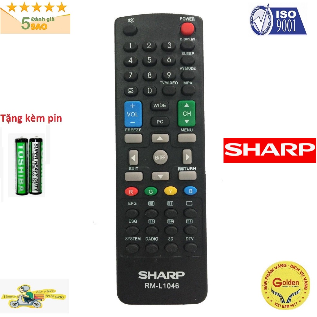 Điều khiển tivi Sharp,Remote điều khiển tivi Sharp RM-L1046 Hàng tốt