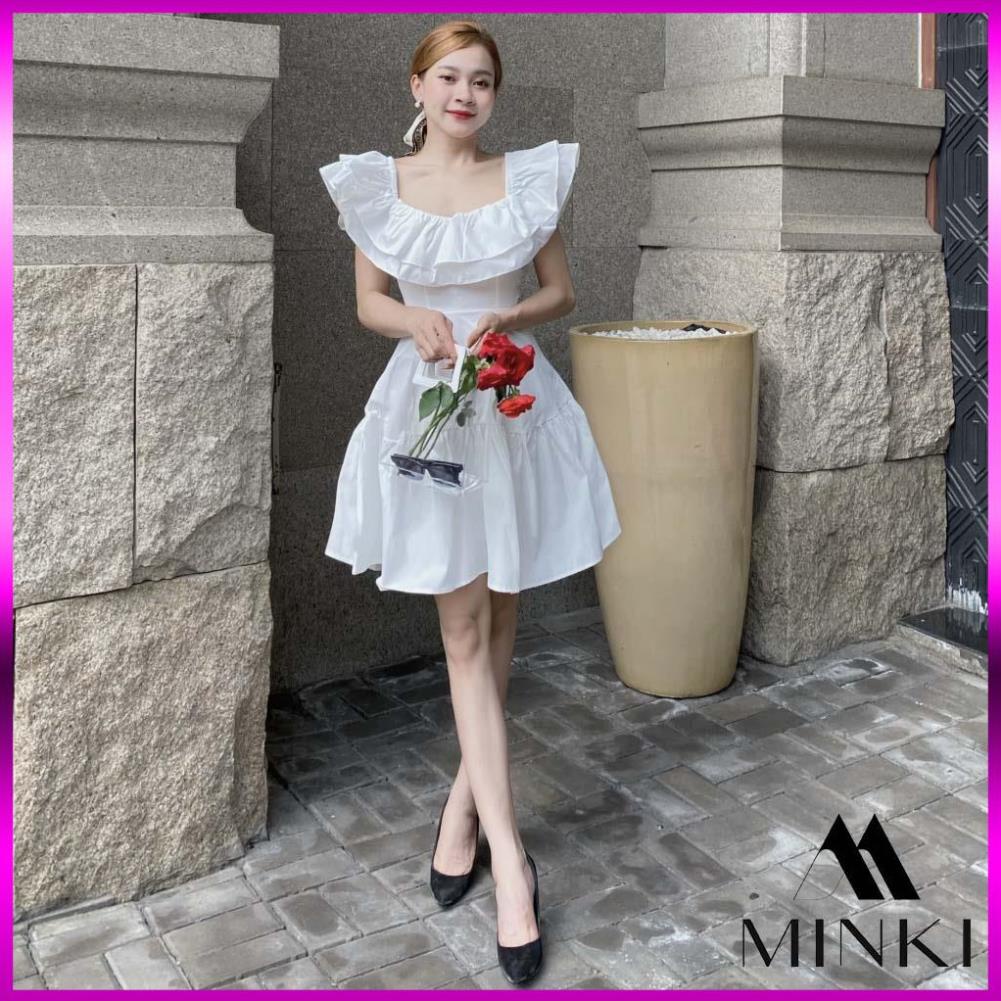 [TTTK] ĐẦM VÀNG TRẮNG BẸT VAI - CHẤT LIỆU CAO CẤP - MÀU TRẮNG , VÀNG [2021] | BigBuy360 - bigbuy360.vn