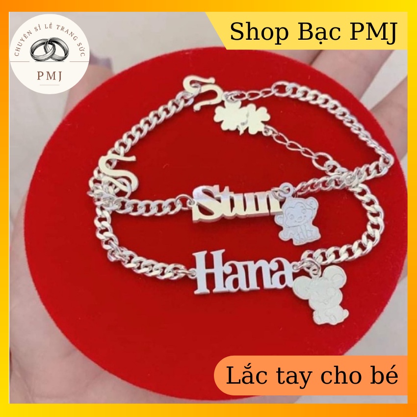 Lắc Tay cắt Laze Bạc Ta 100%,đủ sezi cho bé [ Miễn phí khắc tên,ảnh thật,giá tận xưởng]-Bạc Pmj