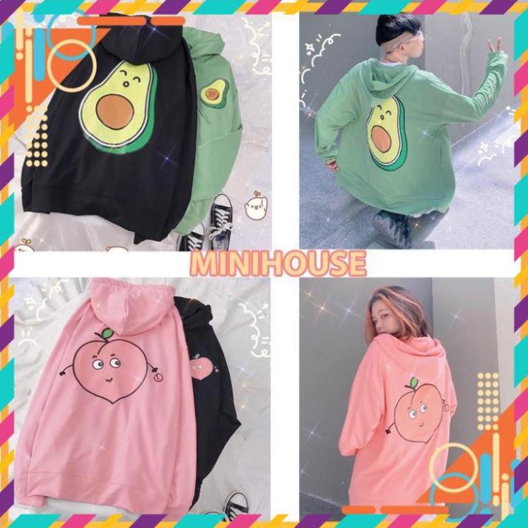 Áo Hoodie Unisex nam nữ form rộng có dây kéo, nón 2 lớp chui đầu in hình trái bơ phong cách Ulzzang Hàn Quốc | BigBuy360 - bigbuy360.vn