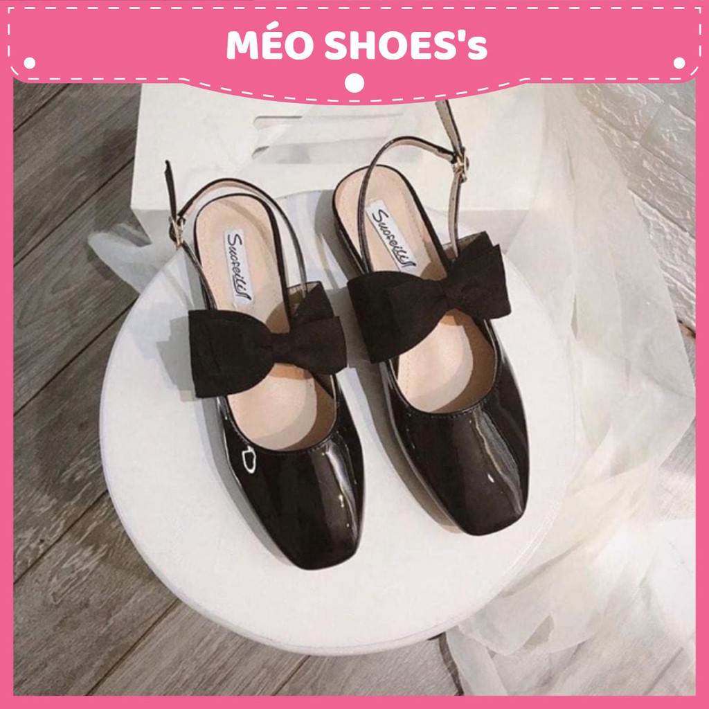 Giày búp bê phối nơ quai sau sang chảnh