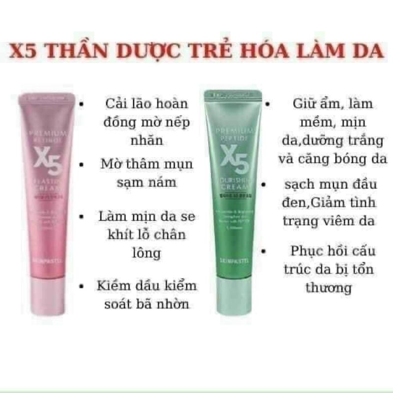 Kem Trẻ Hoá Da Retinol X5 Elastin 0,1% Cream Skinpastel 30ml Chính Hãng Hàn Quốc [Phiên bản xanh giành cho da dầu, mụn]