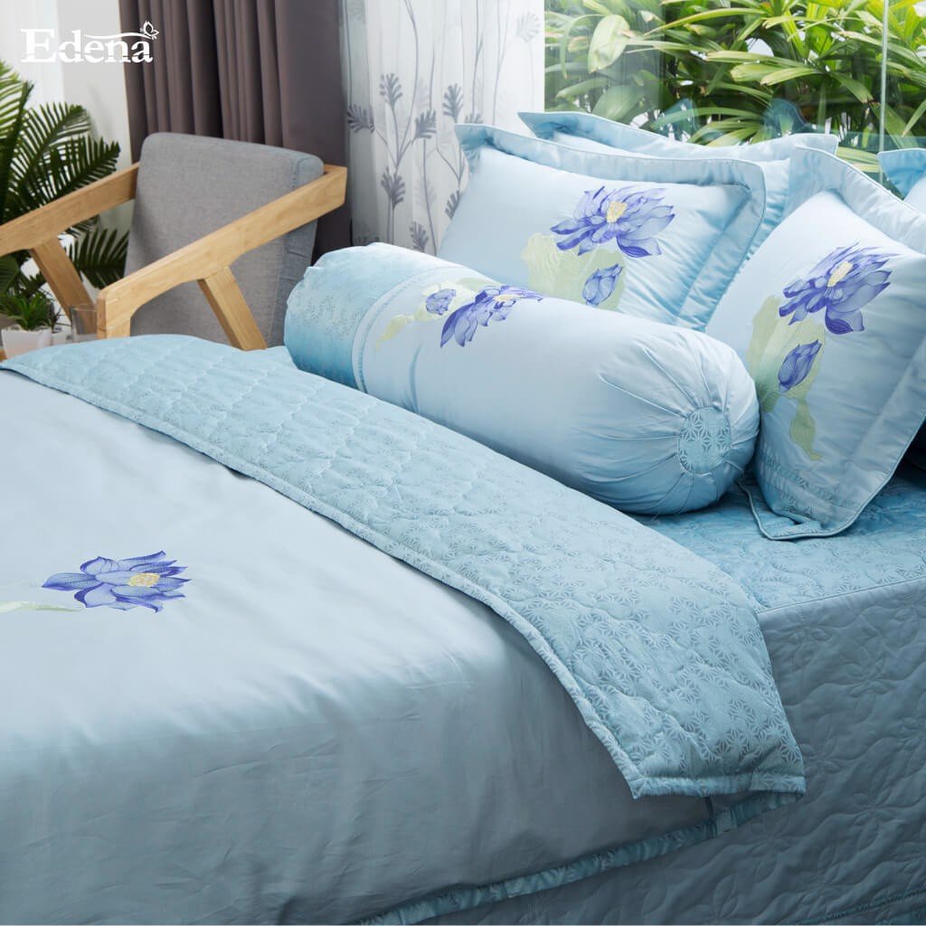 Bộ ga  Cotton Đặc Biệt Edena mẫu 524 - Chính Hãng , Cao Cấp Maybeding