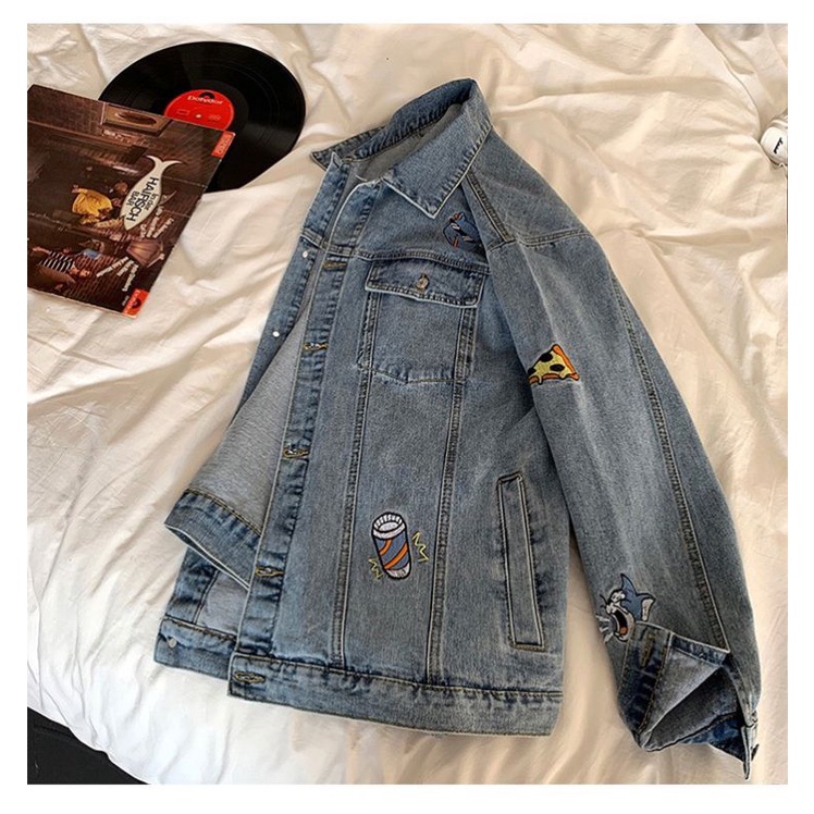 Áo khoác Jeasn Bò Denim Jacket Thêu Hàn Quốc. (thêu 8 chi tiết)
