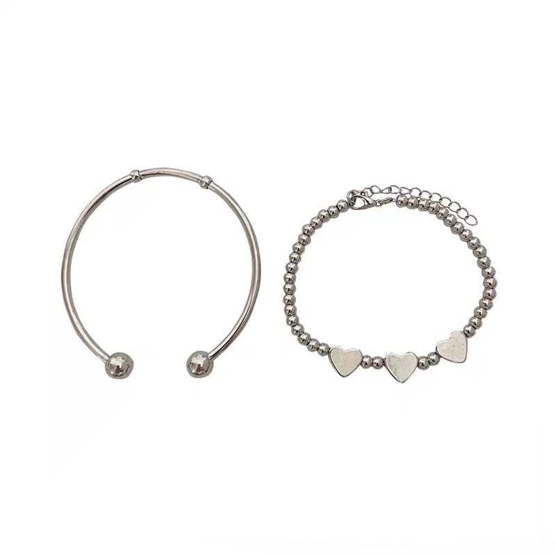 Vòng Tay Chuỗi Hạt Hình Trái Tim Thời Trang Phong Cách Punk Cá Tính 22347