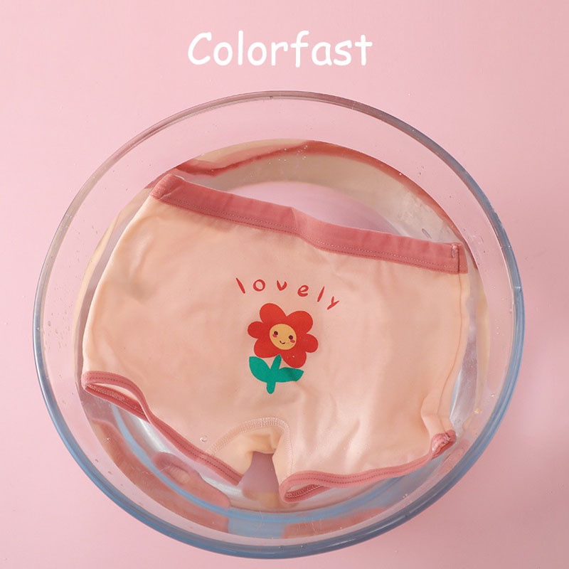 SANITKUN Set 3 Quần Lót Cotton Kháng Khuẩn In Họa Tiết Hoa Dễ Thương Phong Cách Hàn Quốc Cho Bé Gái