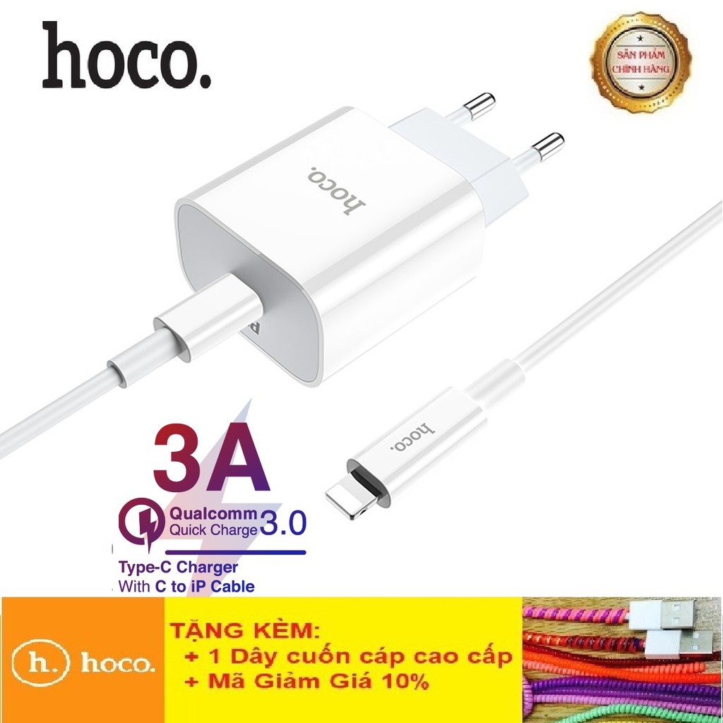 Bộ Củ Cáp Sạc Nhanh PD 20W Iphone 12 Cao Cấp Chính Hãng Hoco C76/C76A Sạc 50% Pin Trong 30 Phút - Bảo Hành 12T