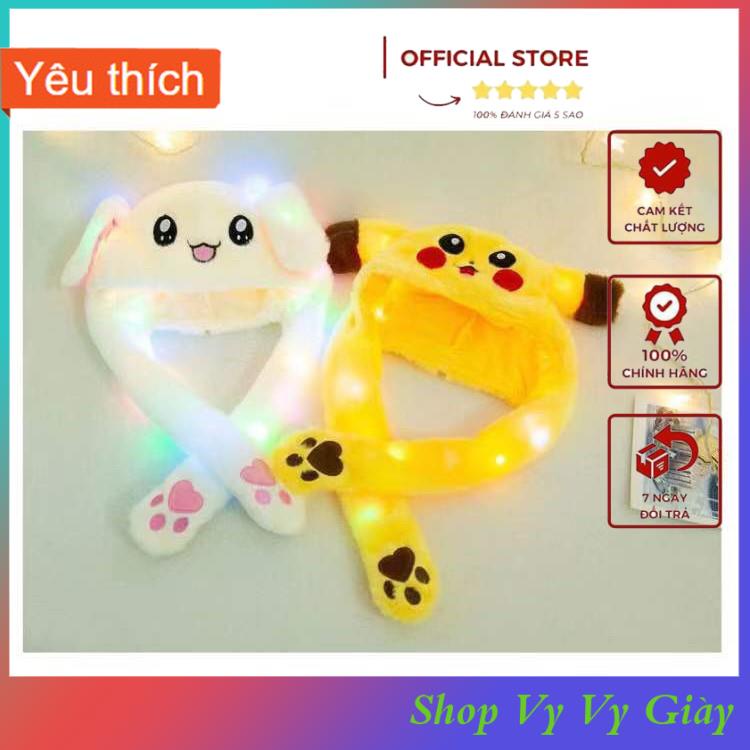 Nón Tai Thỏ Giật Nón Tai Thỏ Giật Cử Động 2 Tai có đèn LED Pikachu vyvyshop