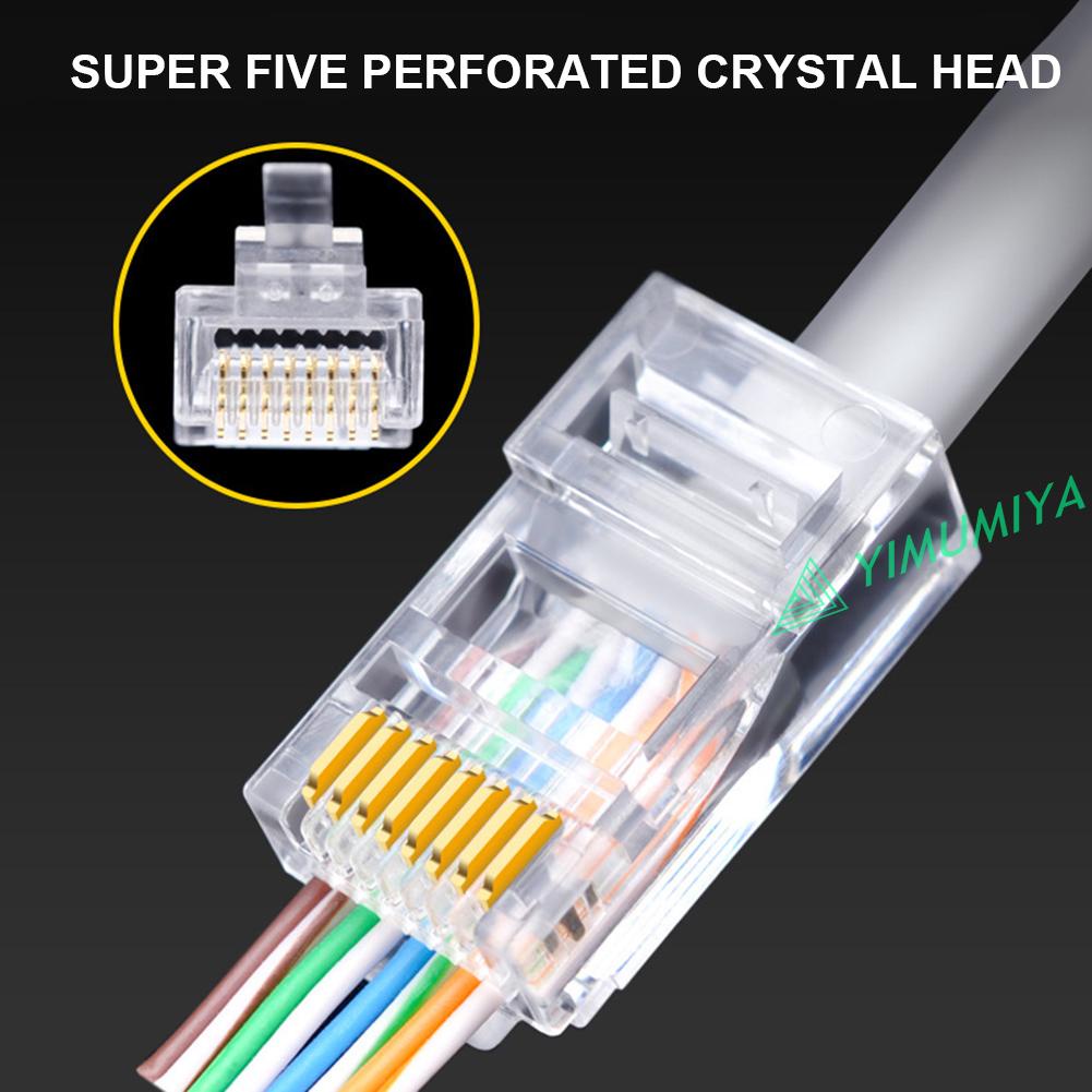 Set 100 Đầu Nối Dây Cáp Mạng Lan Rj45 Cat5 8p8c Utp Chuyên Dụng