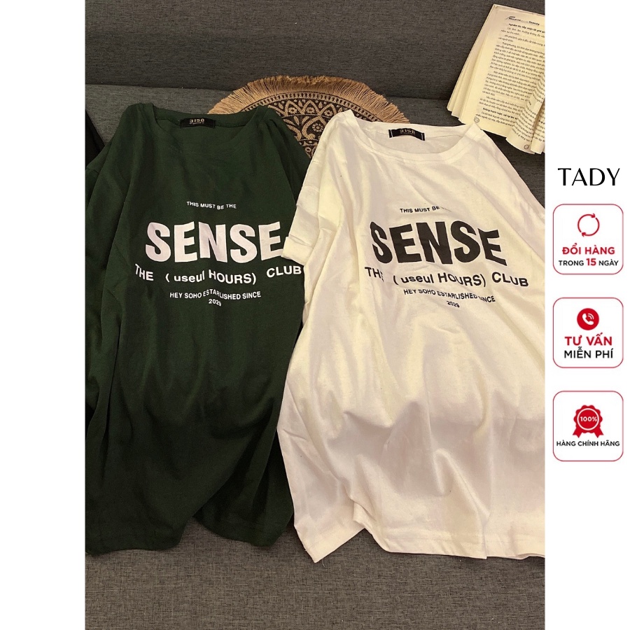 Áo Phông 3158 Cotton Khô In Chữ Sense & 1987 Nữ Nam Cotton, Áo Thun 3158 Oversize Unisex