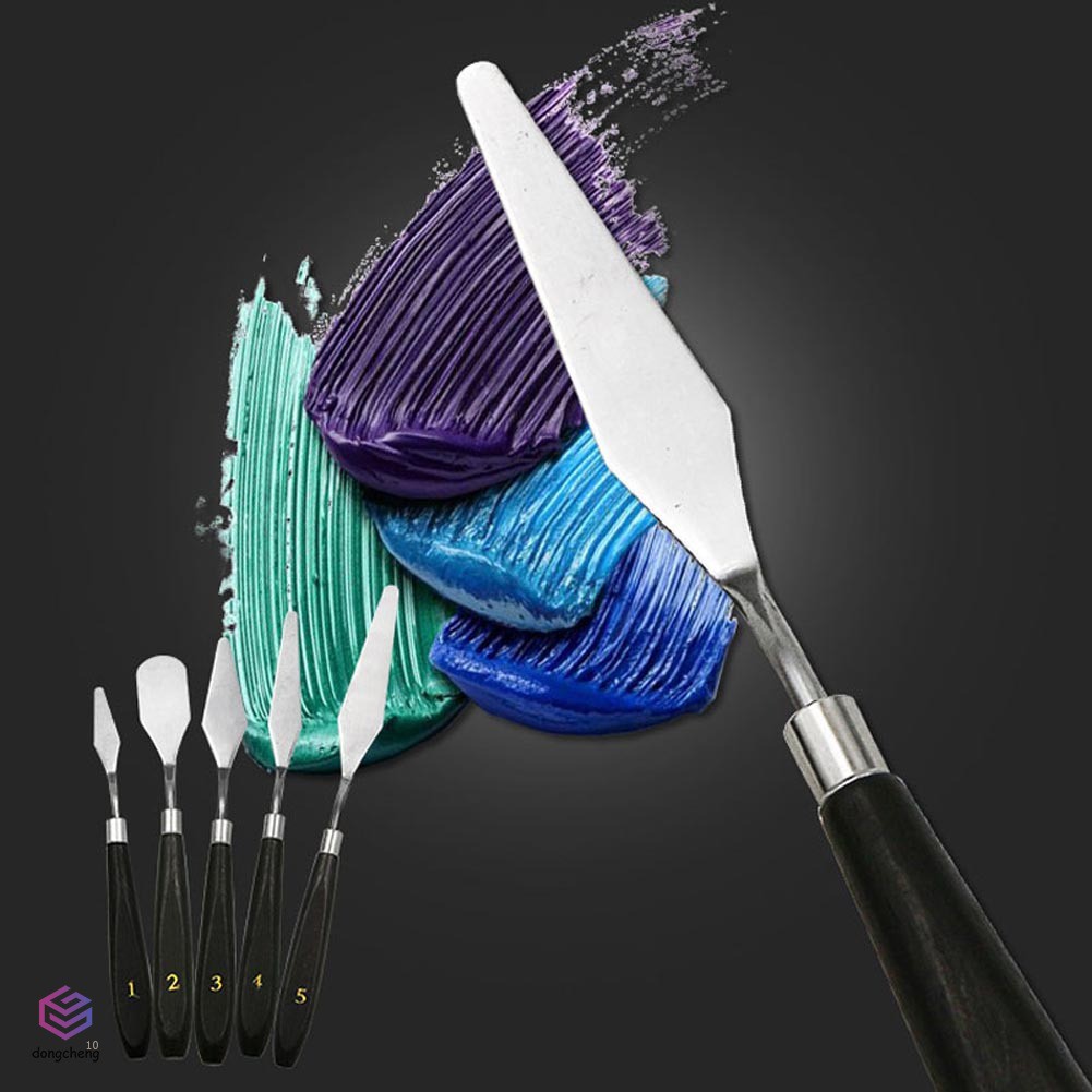 Set 5 Dụng Cụ Trộn Màu Vẽ Tranh Sơn Dầu Bằng Thép Không Gỉ