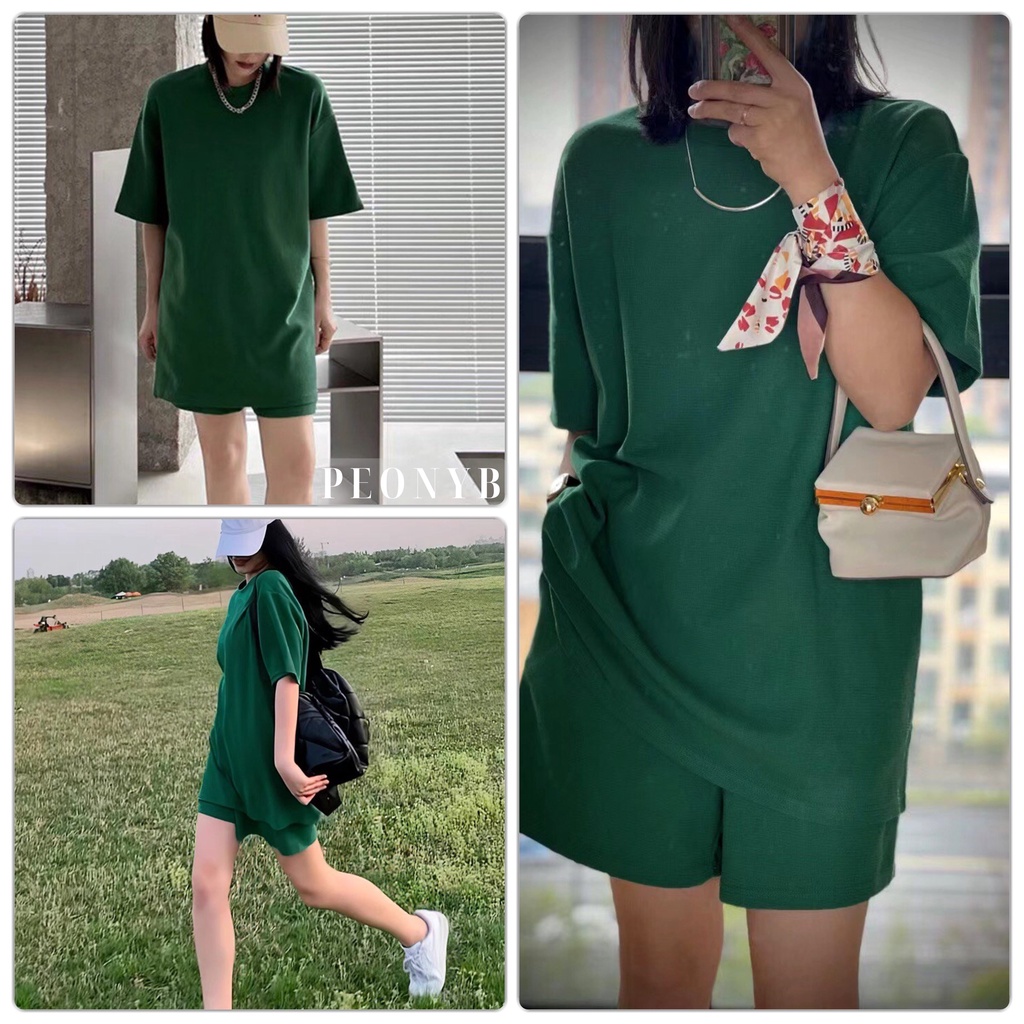 🌸 Bộ đồ quần short kèm áo phông form rộng tay lỡ 3158 kiểu dáng đường phố 🌸