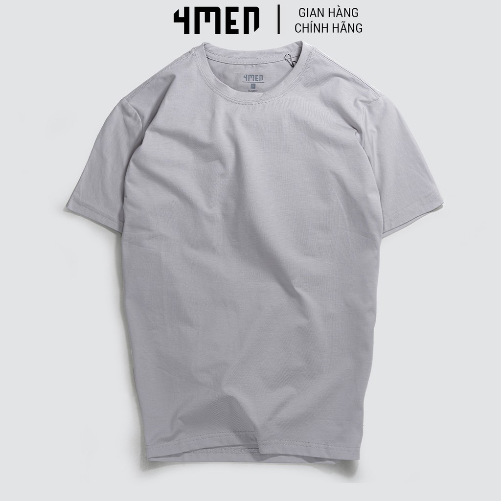 Áo thun nam đẹp 4MEN trơn basic cổ tròn ngắn tay, form suông, vải cotton đẹp cao cấp, co giãn, thoáng mát 051 | BigBuy360 - bigbuy360.vn