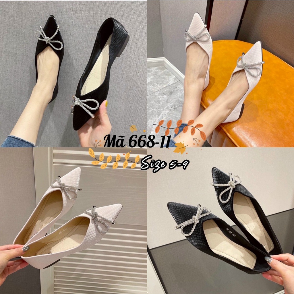 Búp bê mũi nhọnSALE LẺ SIZE 1₫ 35 giày đế bằng da mềm nơ xoàn