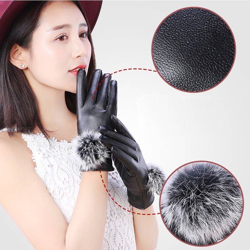 Găng tay ☕𝐅𝐑𝐄𝐄 𝐒𝐇𝐈𝐏☕ Bao tay da nữ thời trang lót lông siêu ấm - SLC.VN