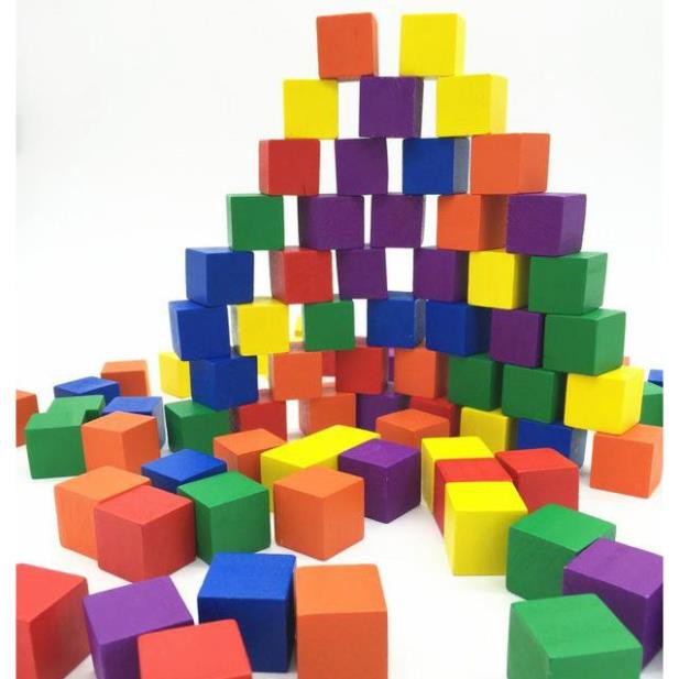 100 Khối gỗ lập phương (cube) mộc / màu