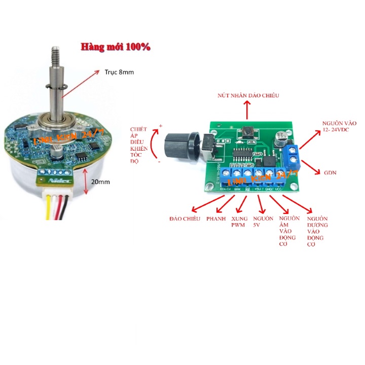 Động cơ brushless không chổi than chế quạt nidec 40w kèm mạch điều tốc