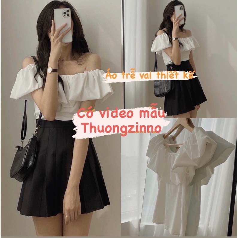 [HÀNG THIẾT KẾ]ÁO TRỄ VAI JULYA NHÚN BÈO TIỂU THƯ ÁO CROPTOP HÀNG QUẢNG CHÂU