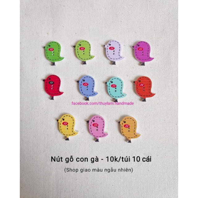 Cúc gỗ - Nút gỗ con gà