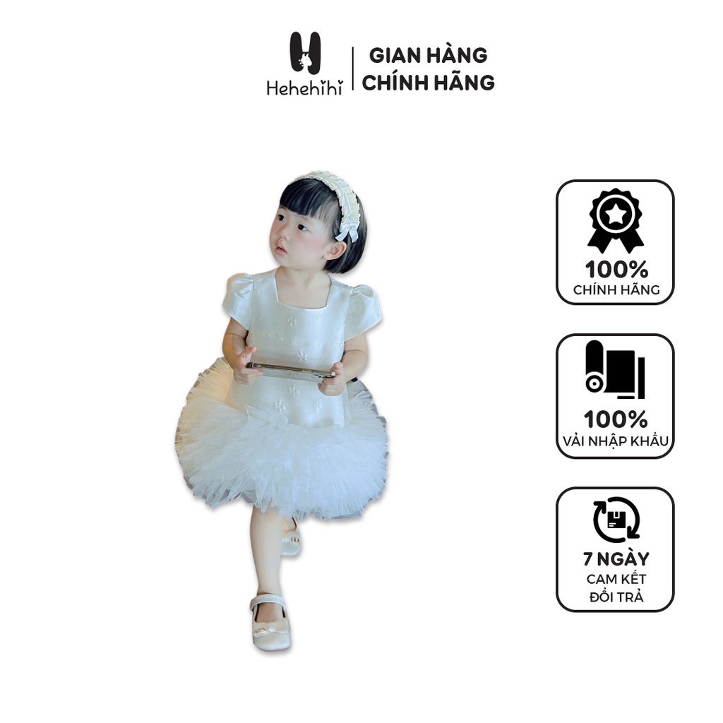 Váy công chúa bé gái HEHEHIHI đuôi bồng vải gấm voan có lót lót Habutai mềm mịn thoáng mát V12