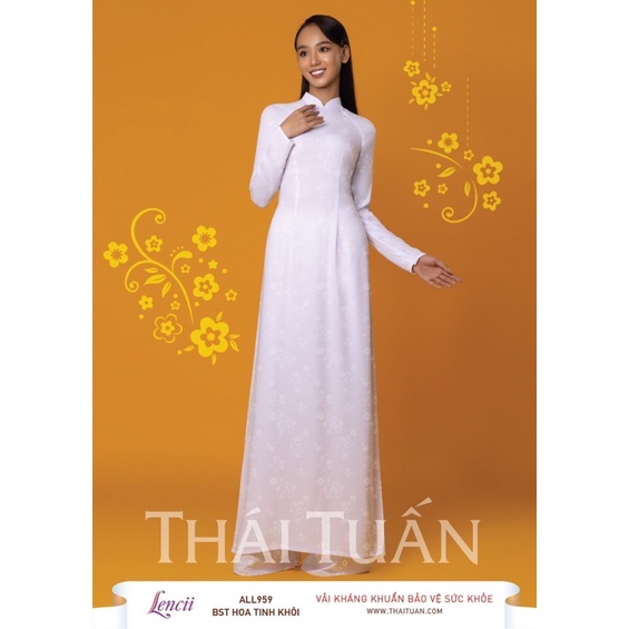 Áo dài trắng học sinh đi học may sẵn truyền thống lụa lencii Thái Tuấn