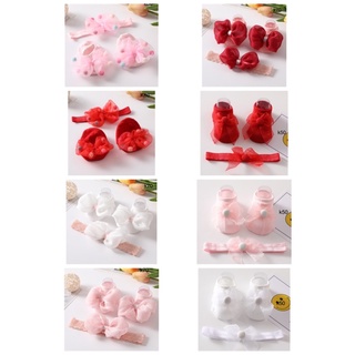 set băng đô và vớ dễ thương cho bé sơ sinh