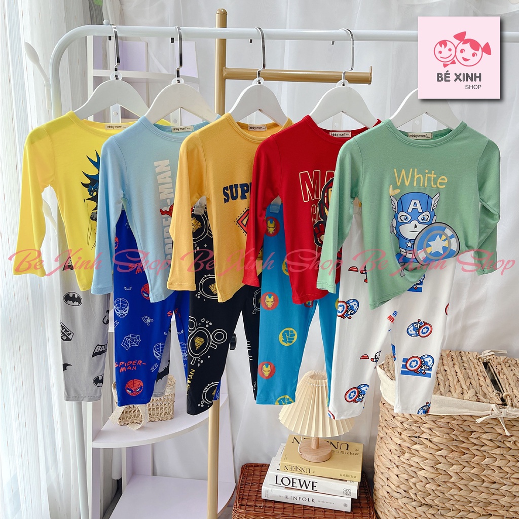 Quần áo trẻ em đồ bộ dài tay siêu nhân bé trai Minky Mom  Quần áo SIÊU NHÂN MỚI dài tay thu đông cho bé