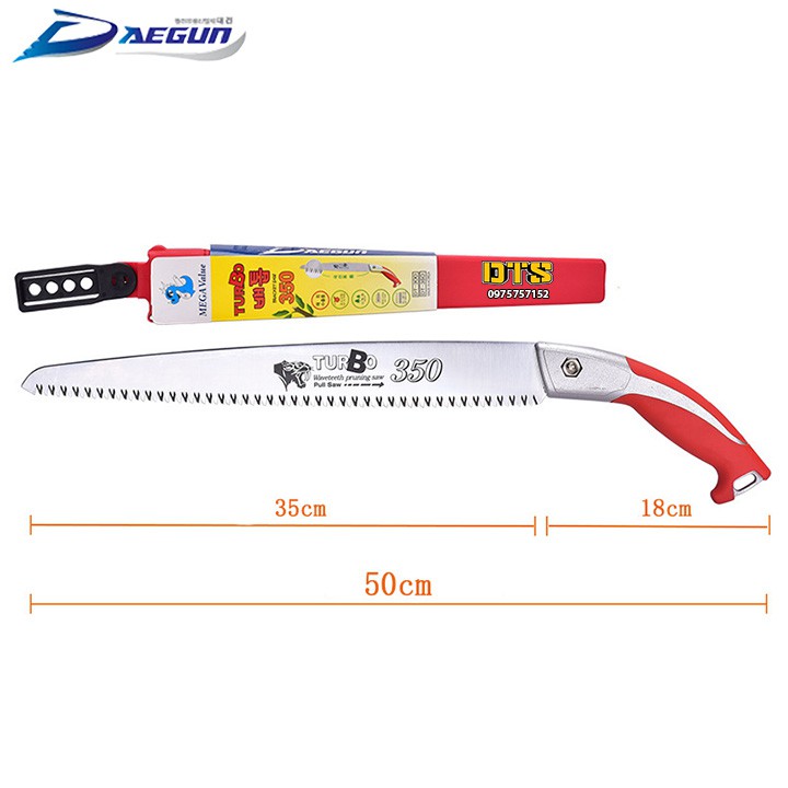 Cưa gỗ cầm tay cao cấp, cưa cành lưỡi thẳng 350mm DAEGUN - Hàn Quốc Made in Korea