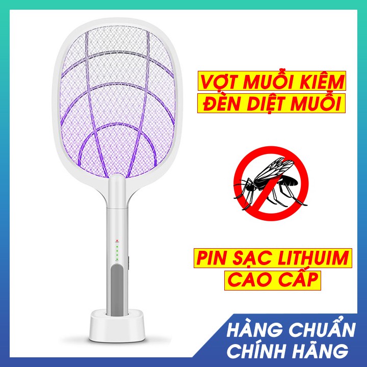 [2IN1] Vợt bắt muỗi kiêm đèn ngủ chống muỗi, có cổng sạc USB, tặng kèm chân đế, pin cực trâu