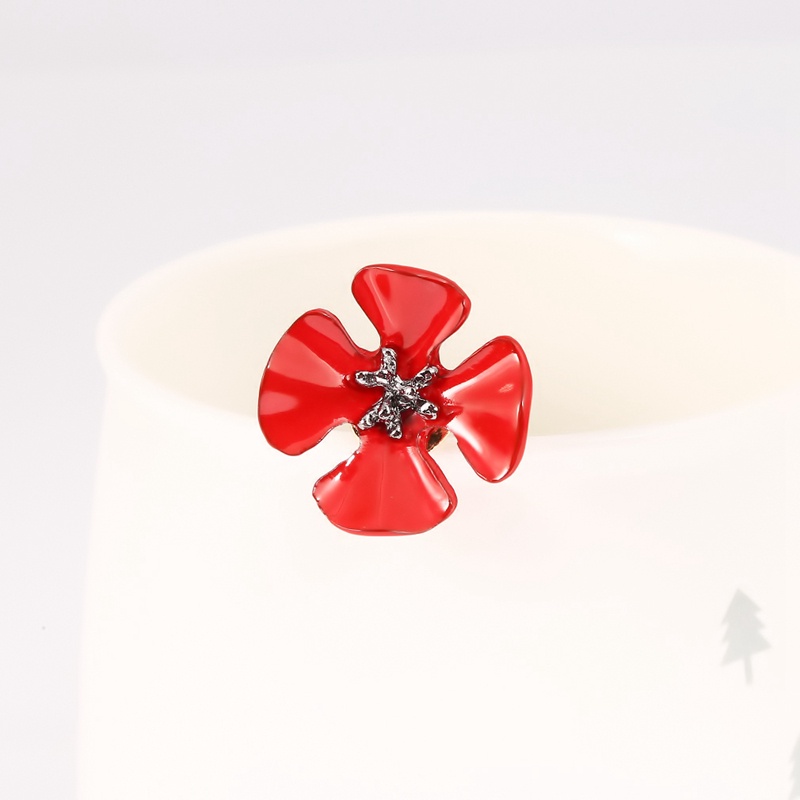 Trâm cài áo họa tiết hoa anh túc đỏ phong cách thời trang cho phái nữ