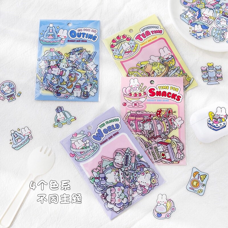 Set 40 miếng Sticker hình RosyPosy nhãn dãn Tem DIY trang trí siêu sute đáng yêu Bistore BS002