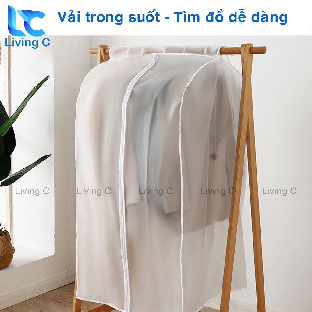 TÚI BỌC QUẦN ÁOSET 4 BỌC QUẦN ÁO CHỐNG BỤI BẨN ẨM MỐC TRONG SUỐT SIÊU DAI BỀN BẰNG NHỰA TREO TỦ ĐỒ CÓ KHOÁ KÉO TIỆN LỢI