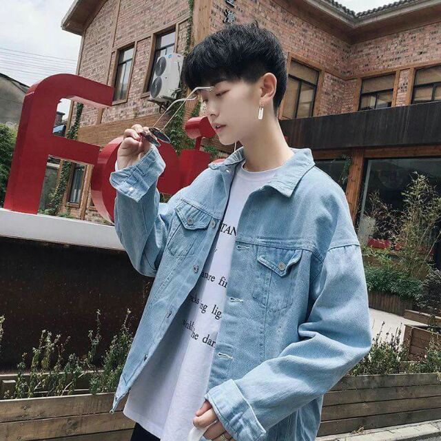 Áo khoác jean đắp vải form unisex (có ảnh thật) - LC
