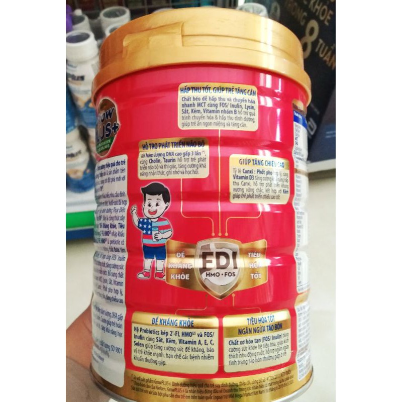 Sữa bột Grow Plus+ đỏ 900g (dành cho trẻ suy dinh dưỡng thấp còi) - Đại lý sữa Minh Tâm