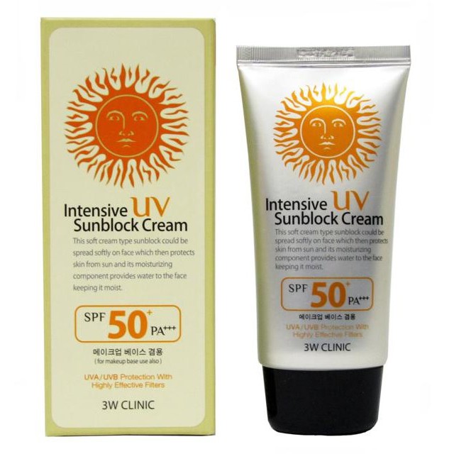 Kem chống nắng 3W Clinic Intensive Sunblock cream 70ml (hộp mặt trời đỏ)