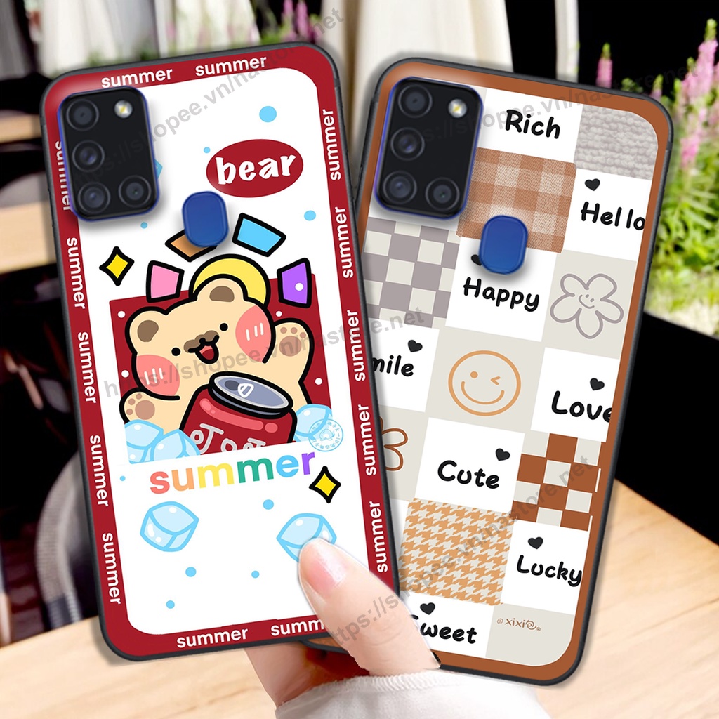 Ốp lưng Samsung A21s trái tim mặt cười, gấu cute thể thao cá tính