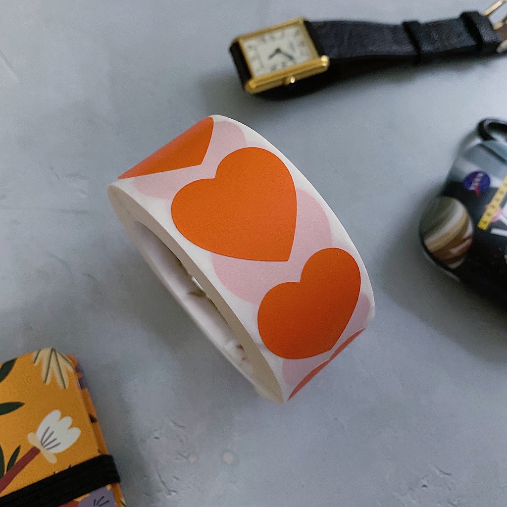 20- 500 nhãn dán Sticker tròn trơn hoặc trái tim size 2.5cm. Chỉ việc gỡ ra dán. thích hợp để làm đồ handmade