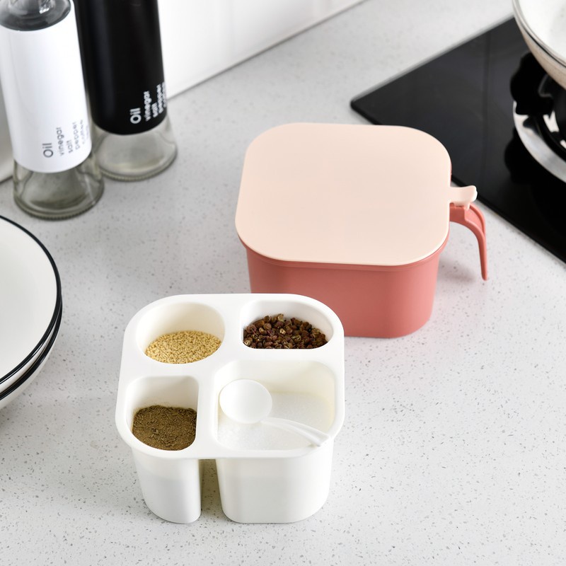 Hũ đựng gia vị 4 ngăn có nắp bật tiện lợi
