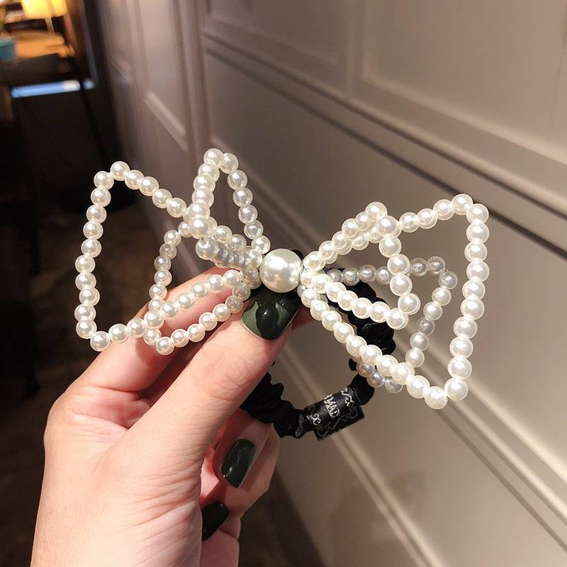 Faunsen's Fairy Hairpin Super Fairy Pearl Bow Spring Pinch Large Horse Tail Top Clip Back Brain Spoon Head Trang sức