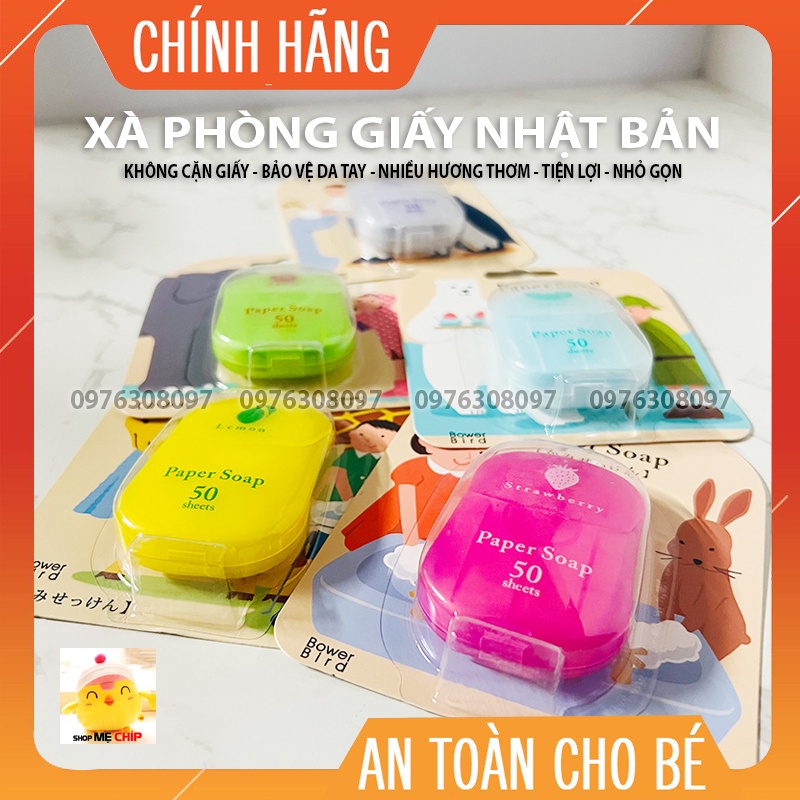 Hộp 50 Miếng Xà Phòng Giấy Nhật Bản - Xà Bông Rửa Tay, Bỏ Túi Mang Đi Du Lịch, Công Tác, Dã Ngoại