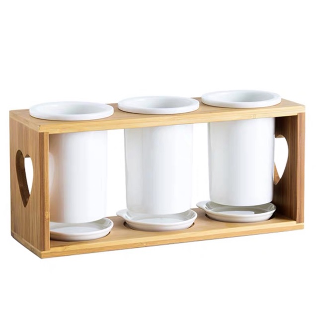 Ống đũa sứ giá gỗ